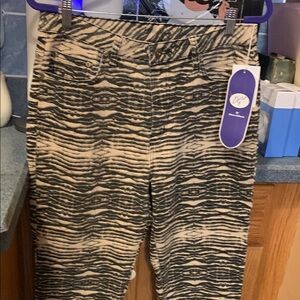 DG2 by Diane Gilman Zebra Print Jeans - Black and Tan